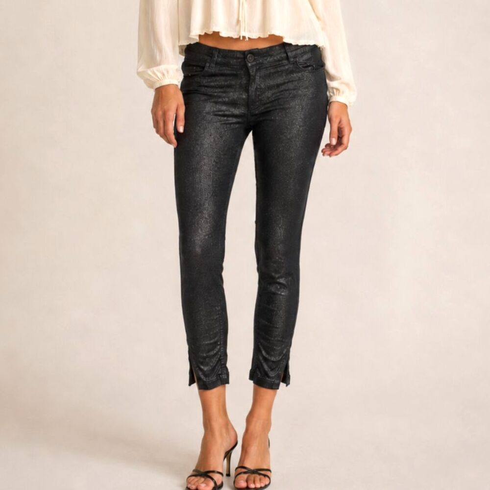 Ann Demeulemeester Metallic Black Skinny Jeans Size Small